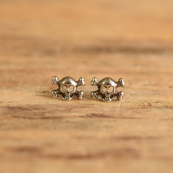 Small Skull and Crossbones Sterling Earrings