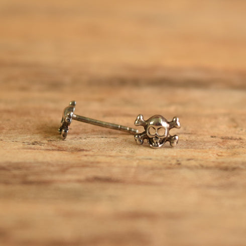 Small Skull and Crossbones Sterling Earrings