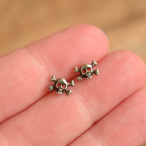 Small Skull and Crossbones Sterling Earrings