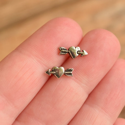 Arrow through Heart Sterling Earrings