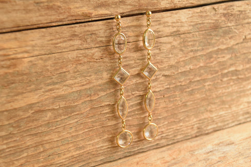 Long Crystal Drop Earrings
