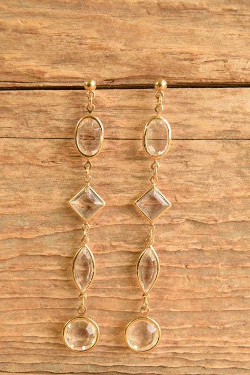 Long Crystal Drop Earrings