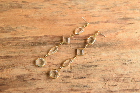 Long Crystal Drop Earrings