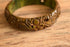 Green Rose Carved & Pierced Marbled Bakelite Bangle