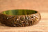Green Rose Carved & Pierced Marbled Bakelite Bangle