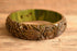 Green Rose Carved & Pierced Marbled Bakelite Bangle