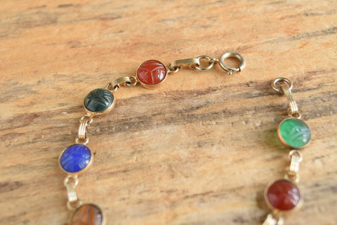 Round Scarab Bracelet - 12K Gold Filled