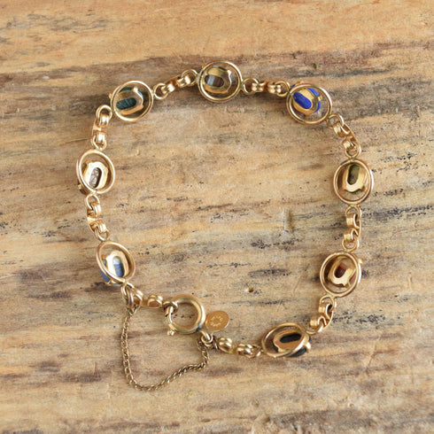 Ronci Gemstone Scarab Bracelet - 12K Gold FIlled