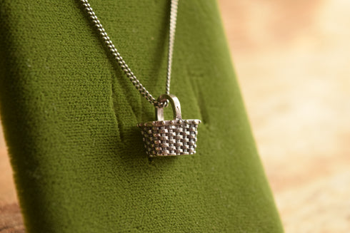 Sterling Silver Basket Necklace - 23 inch
