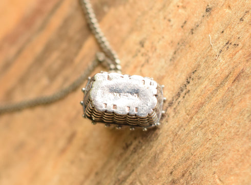 Sterling Silver Basket Necklace - 23 inch