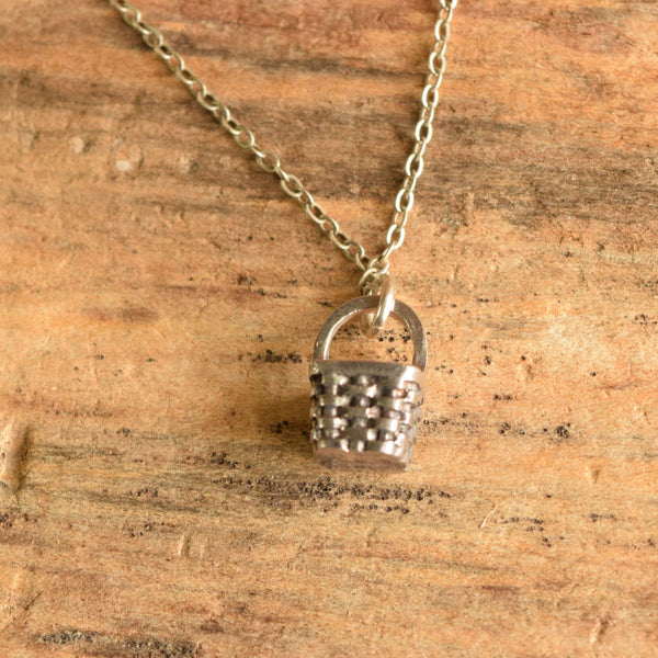Sterling Silver Basket Necklace - 18 inch