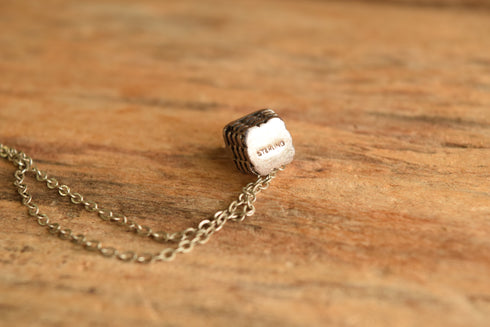 Sterling Silver Basket Necklace - 18 inch