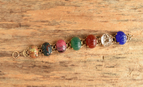 14K Yellow Gold Large Scarab Bracelet