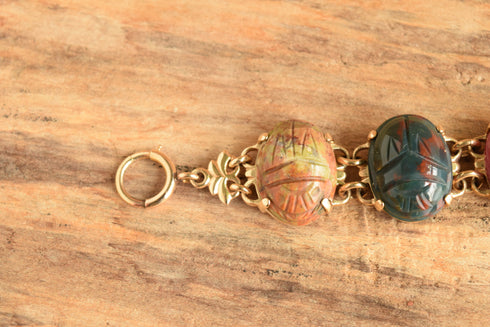 14K Yellow Gold Large Scarab Bracelet