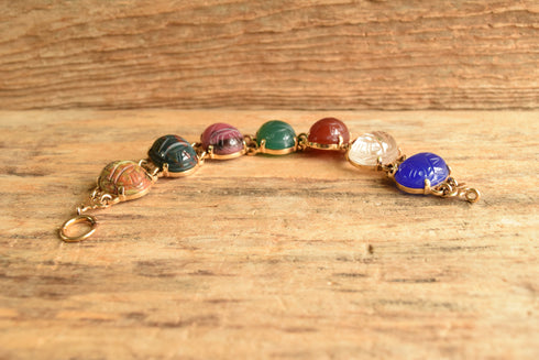 14K Yellow Gold Large Scarab Bracelet