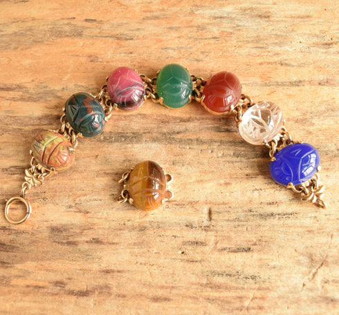 14K Yellow Gold Large Scarab Bracelet