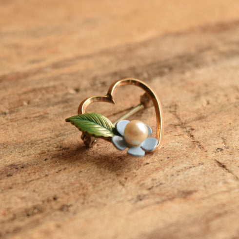 Forget-Me-Not Heart Brooch