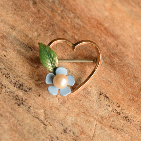 Forget-Me-Not Heart Brooch