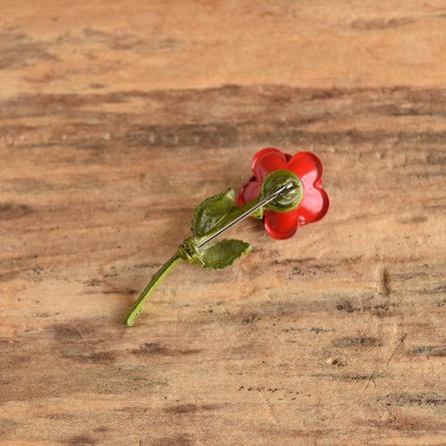 Red Rose Flower Brooch