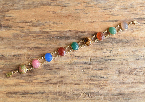 14k Yellow Gold Gemstone Vintage bracelet