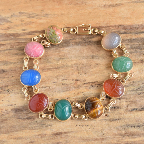 14k gold vintage scarab bracelet