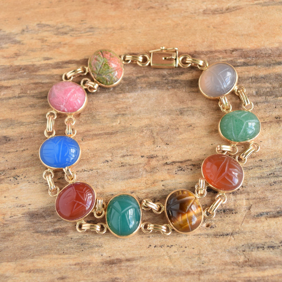 14k gold vintage scarab bracelet