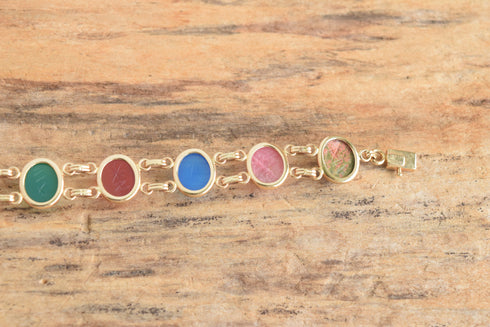 14k Yellow Gold Gemstone Scarab Bracelet - WRE