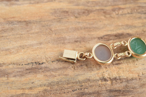 14k Yellow Gold Gemstone Scarab Bracelet - WRE