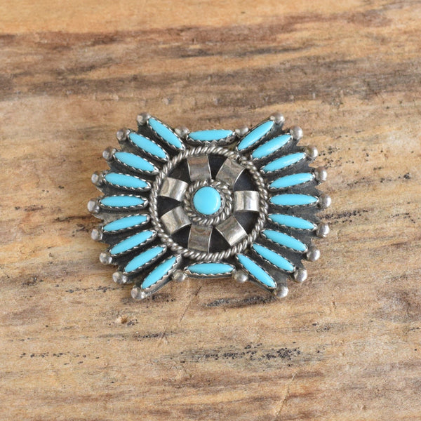 Vintage Zuni turquoise petit point brooch pin