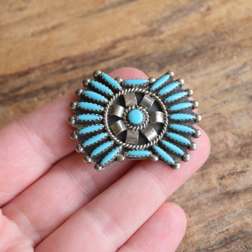 Zuni Petit Point Turquoise Brooch