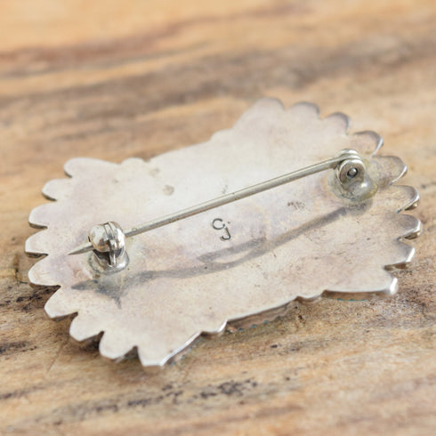 Zuni Petit Point Turquoise Brooch