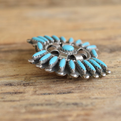 Zuni Petit Point Turquoise Brooch