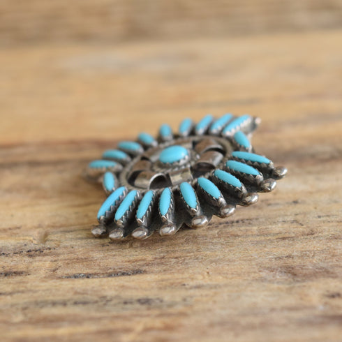 Zuni Petit Point Turquoise Brooch