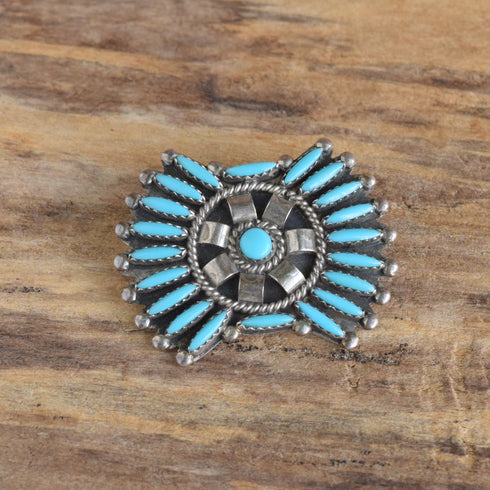 Zuni Petit Point Turquoise Brooch
