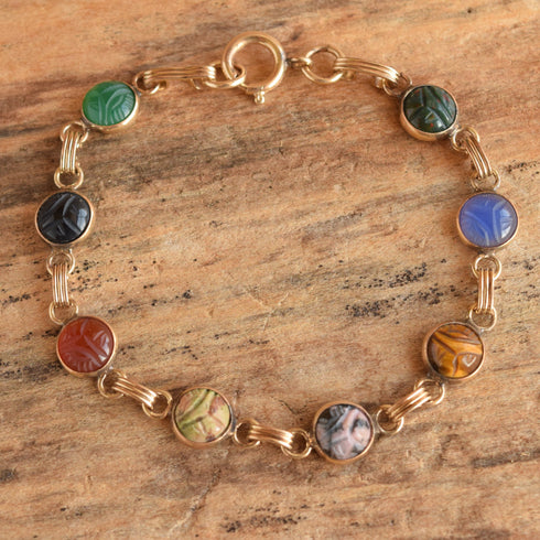 Tiny Round Scarab Bracelet - 12K Gold Filled