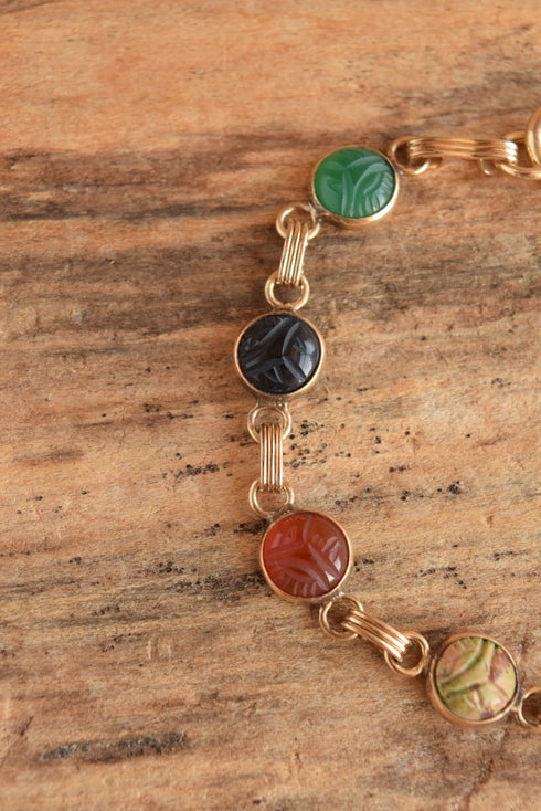 Tiny Round Scarab Bracelet - 12K Gold Filled