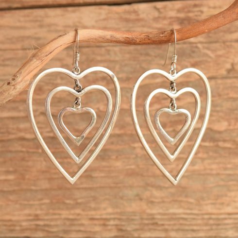 Triple Heart Dangle Earrings