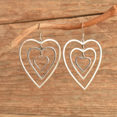 Triple Heart Dangle Earrings