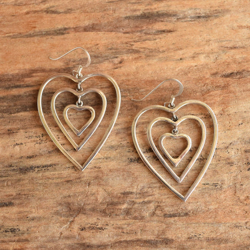 Triple Heart Dangle Earrings