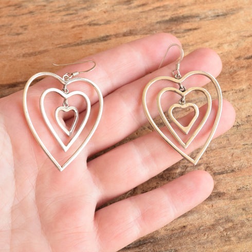 Triple Heart Dangle Earrings