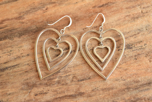 Triple Heart Dangle Earrings