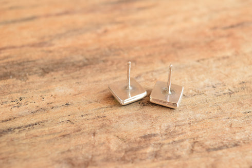 Turquoise & Onyx Square Stud Earrings