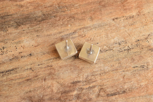 Turquoise & Onyx Square Stud Earrings