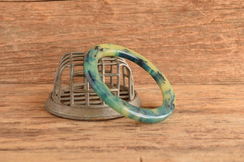 Blue Custard Marbled Bakelite Bangle