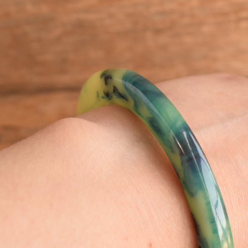 Blue Custard Marbled Bakelite Bangle