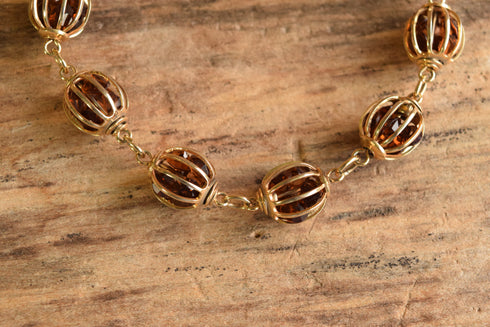 Trifari Caged Brown Crystal Bracelet