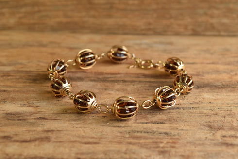 Trifari Caged Brown Crystal Bracelet