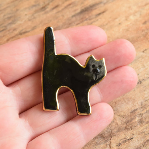 Black Kitty Cat Brooch