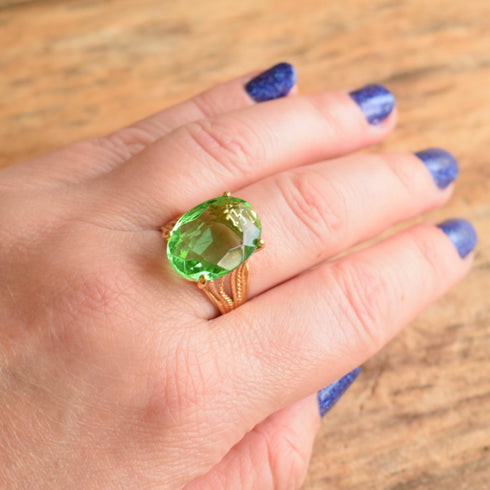 Green Cocktail Ring - Size 9