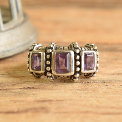 Amethyst Sterling Silver Ring - Size 9